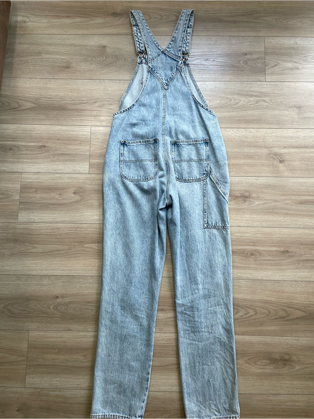 Women’s Light Blue Washed Denim Overalls- 4Tall - Picture 5 of 6